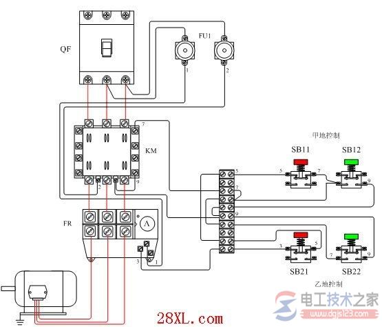 電動機兩地控制接線