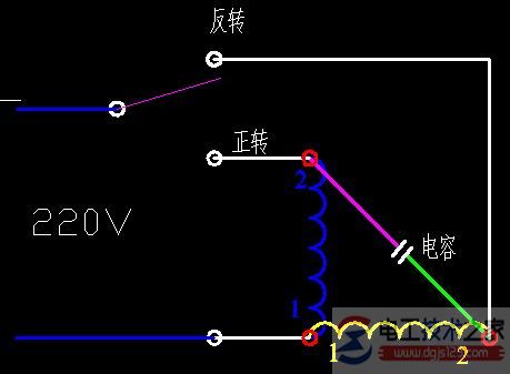 單相電機正反轉的接線圖